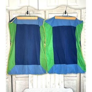 Set of 2 Pottery Barn Kids Blue & Green Color Block Standard Shams